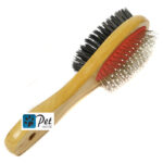 Combo Dog Brush Wood Handle