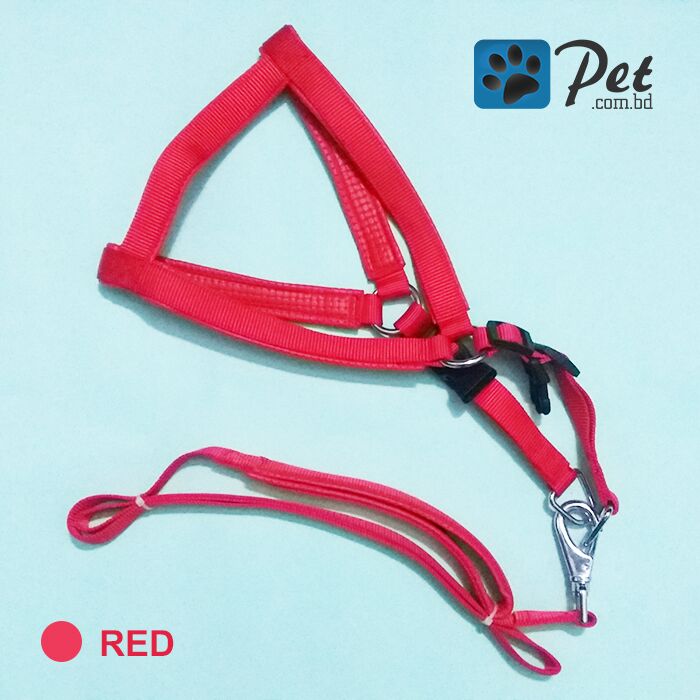 03_preview (1) Solid Color Nylon Dog Harness with Leash - Red (Large) - Image 1