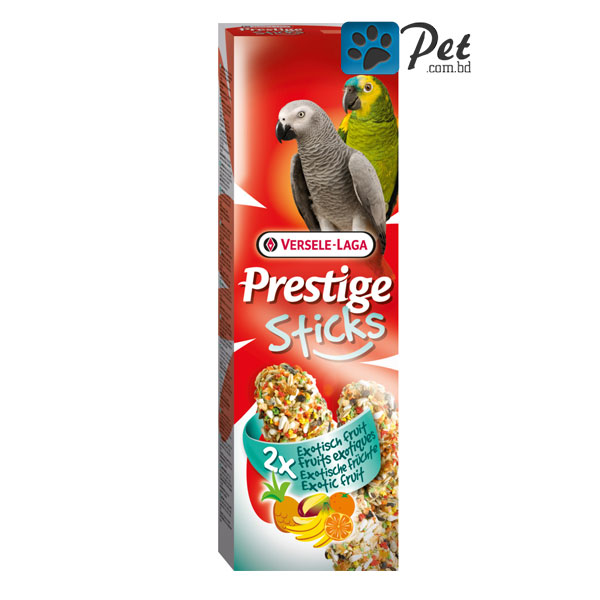 10 Versele-Laga Prestige Sticks Snack for Parrots - Exotic Fruit (2x70g) - Image 1