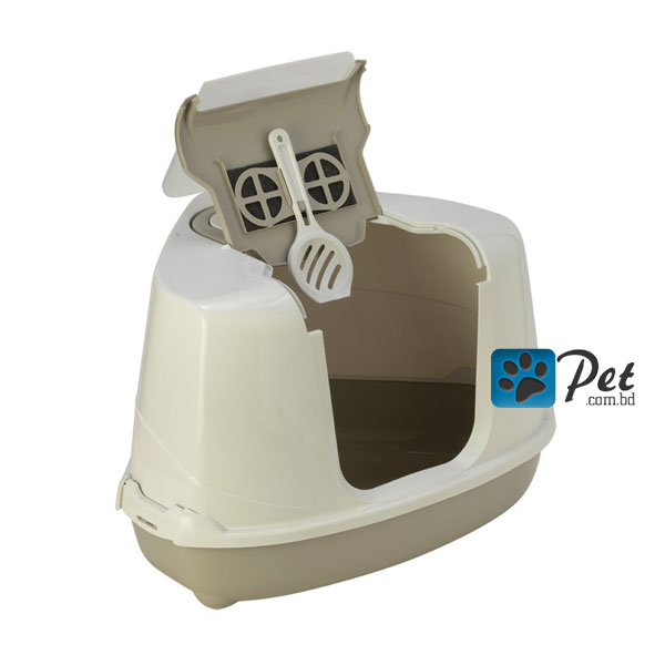 flip corner warm gray Moderna Flip Corner Litter Box - Warm Grey - Image 1