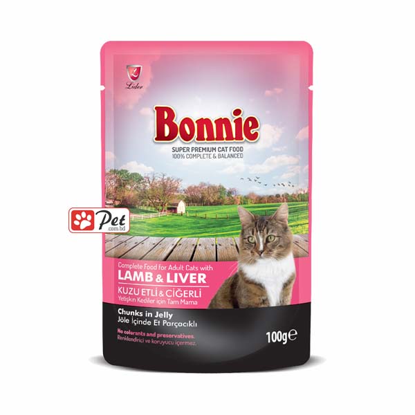 Bonnie Cat Pouch - Lamb & Liver Chunks in Jelly (100g)