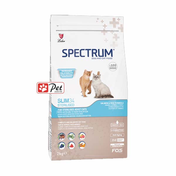 Spectrum Slim34 for Sterilized or Overweight Cats – Chicken Formula (2kg)