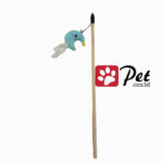 Cat Wooden Stick Teaser Toy - Blue Moon Plush Toy with Feather